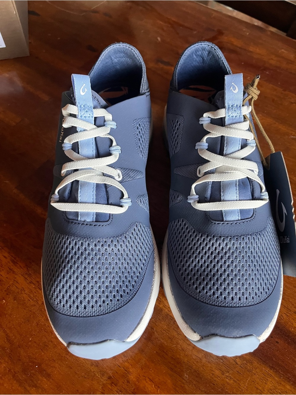 OluKai Woman’s Hula Slate Blue Mesh Lace-Up Sneakers